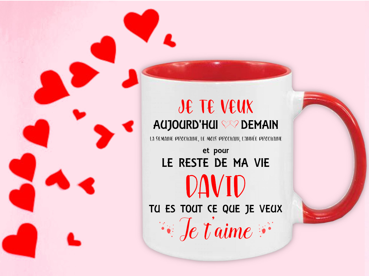 Mug rouge personnalisable modèle je te veux